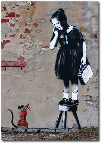 Doble kort 120x170mm, BANKSY, Girl on Stool