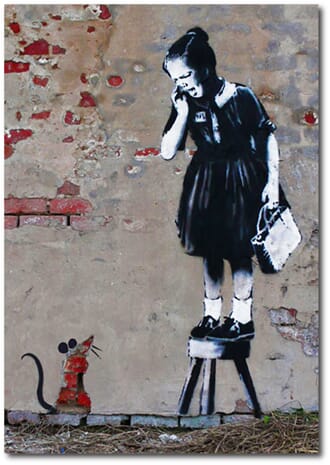 Doble kort 120x170mm, BANKSY, Girl on Stool