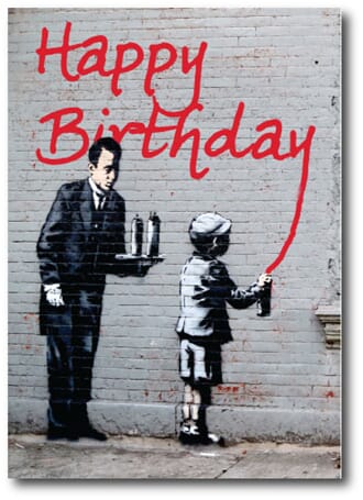 Doble kort 120x170mm, BANKSY, Birthday Grafitti