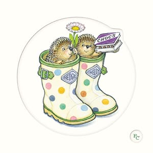 Doble kort, Peter Cross design, 165x165, Spotty Wellies