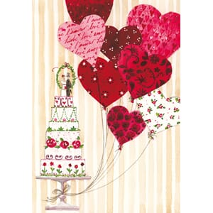 Doble bryllupskort 115x165, Grätz Verlag, kake og hjerter