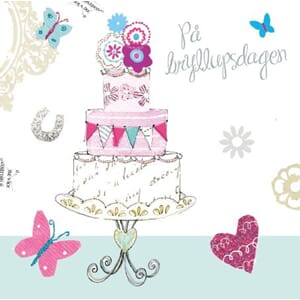 Anledningskort 140x140, Happiness, bryllup, kake