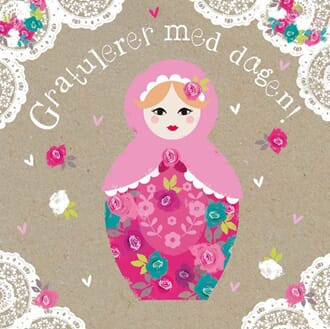 Bryllups-/anledningskortkort 140x140, Lace, Gratulerer med d