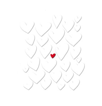 Doble kort "Ilustris" C6, hvite hjerter og ett rødt