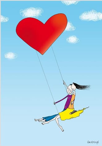 Doble kort "Ilustris" C6, par i hjertehuske