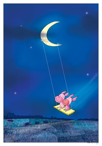 Doble kort "Ilustris" C6, griser på månehuske