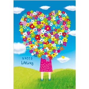 Doble kort "Ilustris" C6, HB jente med blomsterhjerte