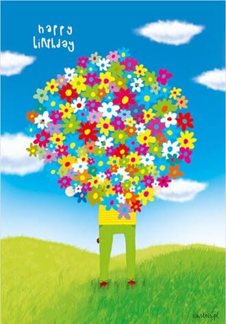 Doble kort "Ilustris" C6, HB gutt med blomster