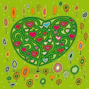 Kort "Ilustris" 16Ox16O, hjertetre