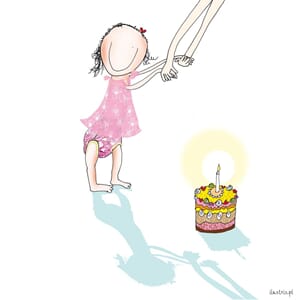 Kort "Ilustris" 16Ox16O,  bursdagskake, jente