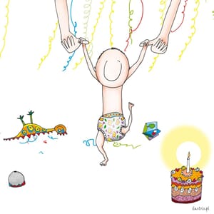 Kort "Ilustris" 16Ox16O,  bursdagskake, gutt