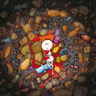 Kort "Ilustris" 16Ox16O,  baby og teddybjørner