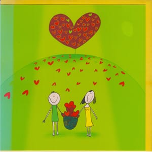 Kort "Ilustris" 16Ox16O, par plukker hjerter