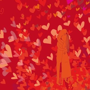 Kort "Ilustris" 16Ox16O,  par blant hjerter