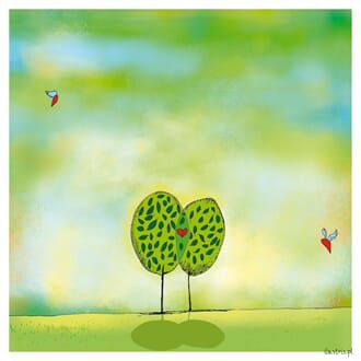 Kort "Ilustris" 16Ox16O,  trær med hjerte