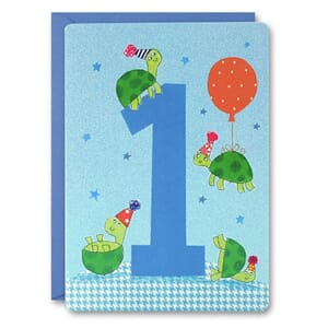 Doble kort 127x165, Kids, gutt 1 år, skilpadder