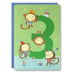 Doble kort 127x165, Kids, gutt 3 år, apekatter