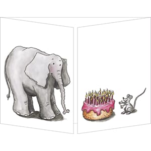 Klaffekort Elefant,mus og kake