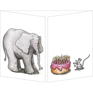 Klaffekort  "Elefant,mus og kake"