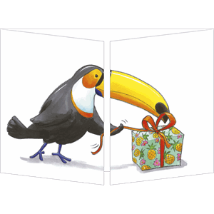 Klaffekort, toucan & gave
