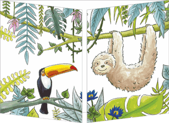 Klaffekort Dovendyr og toucan