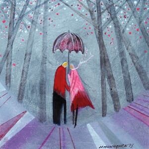 Dobbelt kort, 155x155, Nikki Monaghan, Under the Pink Umbrel