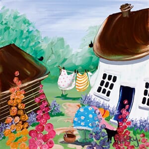 Kunstkort 150x150, Nikky Corker, "Beyond the hollyhocks"