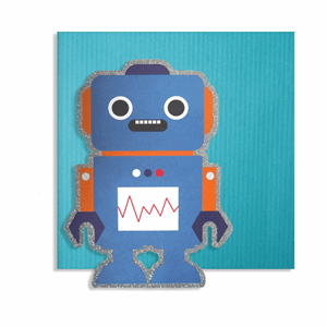 Kort, 150 x 150 mm, Cute Cuts, robot