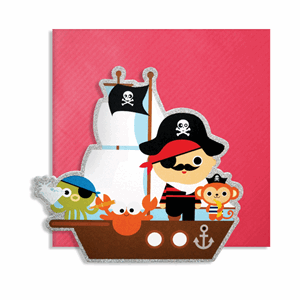 Kort, 150 x 150 mm, Cute Cuts, sjørøver