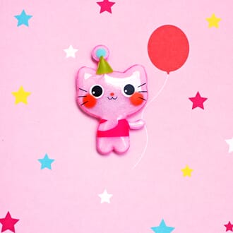 Kort, 120x120, Jelly Moulds m/magnetfigur, katt m/ballong
