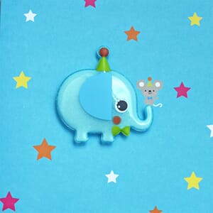 Kort, 120 x 120 mm. Jelly Moulds m/magnetfigur, elefant m/mu