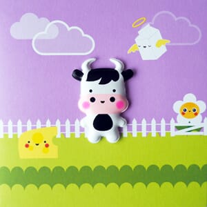 Kort, 120 x 120 mm. Jelly Moulds m/magnetfigur, ku