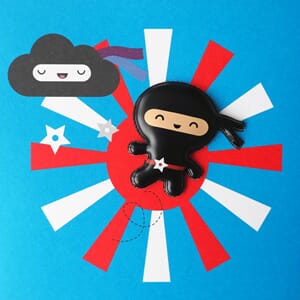 Kort, 120x120, Jelly Moulds m/magnetfigur, ninja