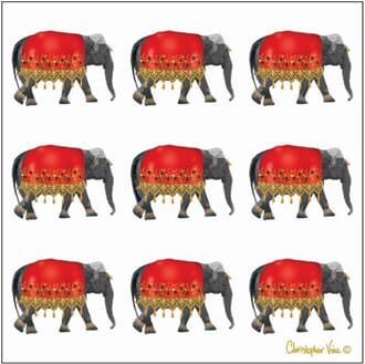Kort 160x160, Christopher Vine Design, "Elephants"