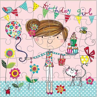 Puslekort 165x165mm, birthday girl