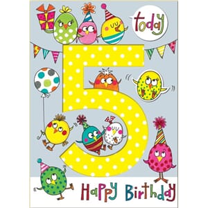 Doble kort 178x126, Wonderland, Age 5 Party Birds