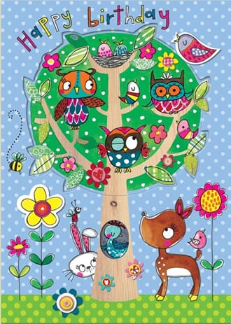 Doble kort 178x126, Wonderland, HB Owl Tree