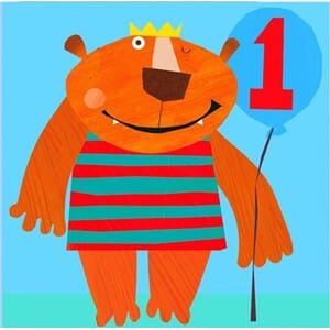 Doble kort 142x142, årstall barn, 1 år