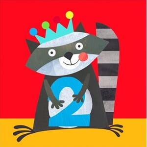 Doble kort 142x142, årstall barn, 2 år