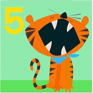 Doble kort 142x142, årstall barn, 5 år