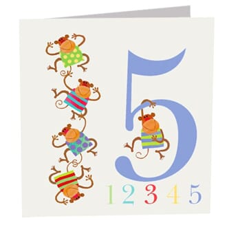 Doble kort 142x142, The Square Card Co, Five Monkeys