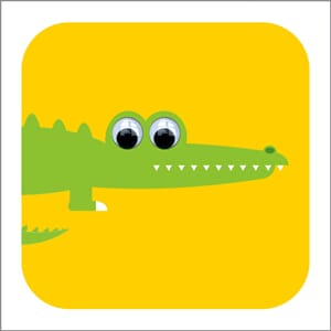 Doble kort 110x110, bevegelige øyne, Wobbly Eyed, Cain Croc