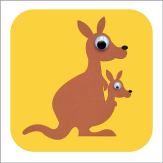 Doble kort 110x110, Wobbly Eyed, Kenda & Kikki Kangaroo