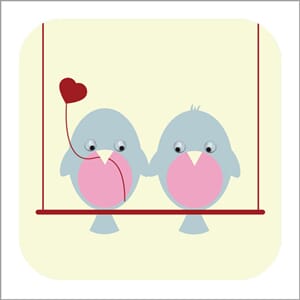 Doble kort 110x110, Wobbly Eyed, Love Birds