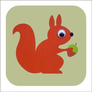 Doble kort 110x110, Wobbly Eyed, Pip Squirrel, green
