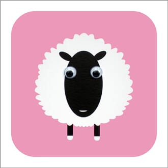 Doble kort 110x110, Wobbly Eyed, sau