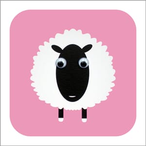 Doble kort 110x110, Wobbly Eyed, sau