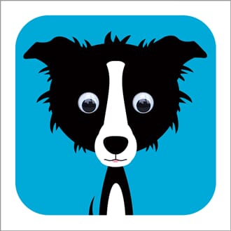 Doble kort 110x110, Wobbly Eyed, Shaun Sheepdog, sharp blue