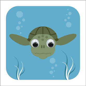 Doble kort 110x110, Wobbly Eyed, Tommy Turtle