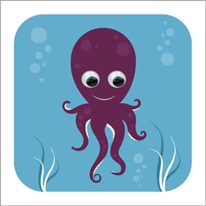 Doble kort 110x110, Wobbly Eyed, Oscar Octopus